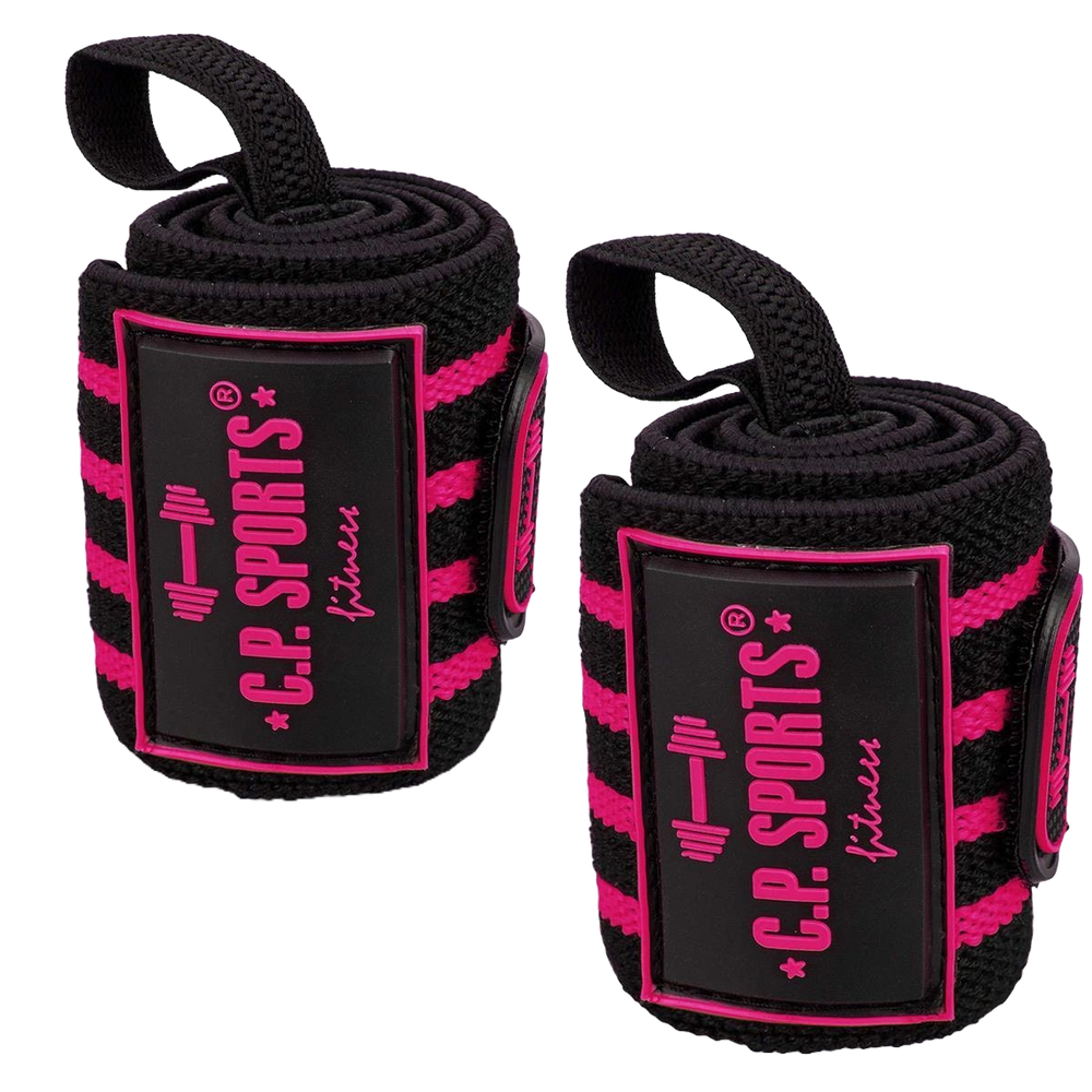 C.P. Sports Strongman Wrist Wraps Black Pink 50 cm