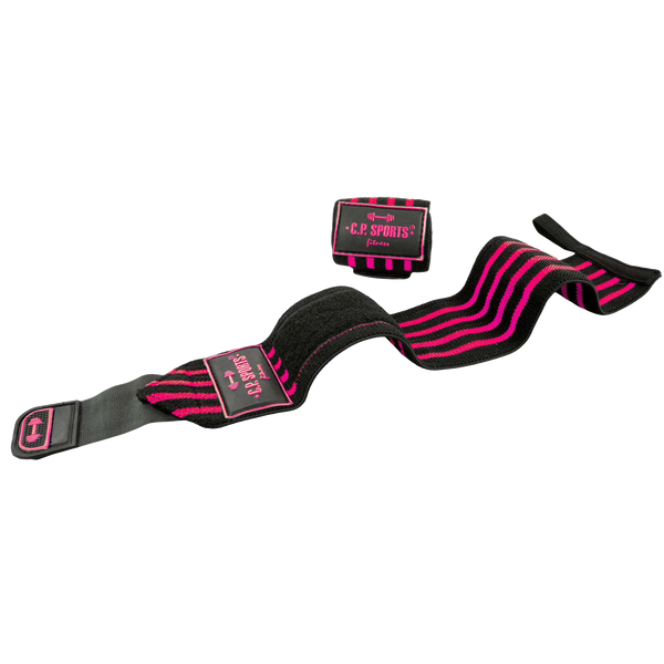 C.P. Sports Strongman Wrist Wraps Black Pink 50 cm – handledslindor i användning