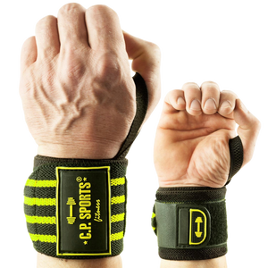 C.P. Sports Strongman Wrist Wraps Black Yellow 50 cm – produktöversikt