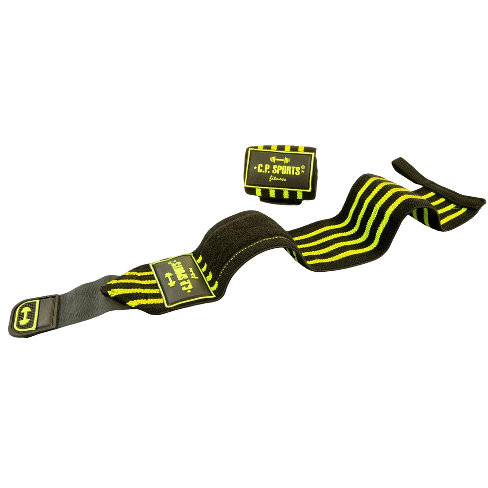 C.P. Sports Strongman Wrist Wraps Black Yellow 50 cm