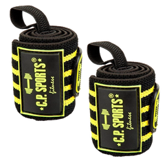 C.P. Sports Strongman Wrist Wraps Black Yellow 50 cm