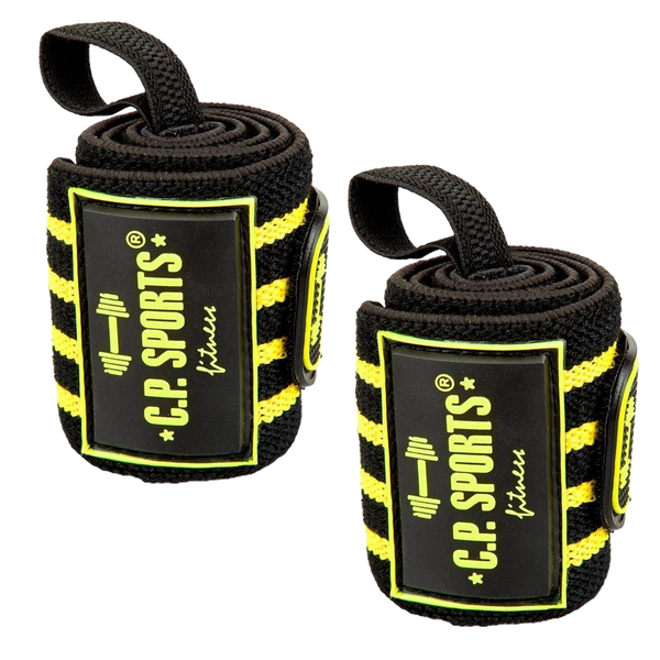 C.P. Sports Strongman Wrist Wraps Black Yellow 50 cm