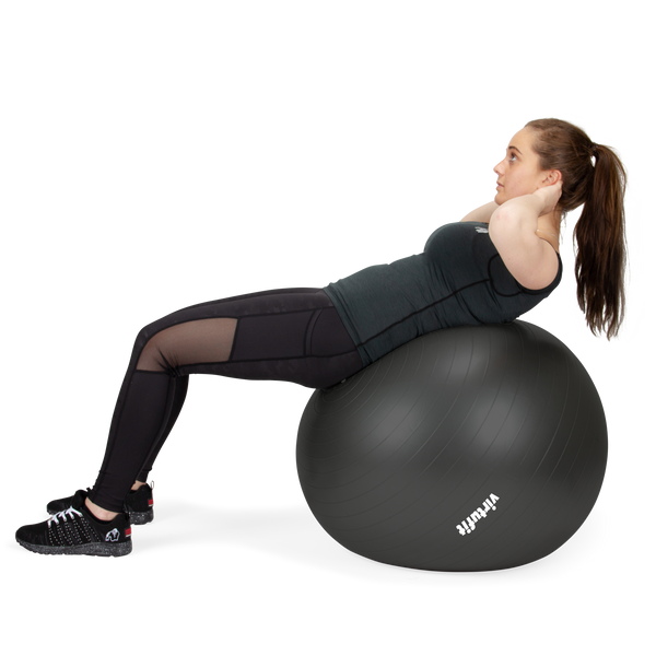 Virtufit Gymboll + Pump 85 cm – gymboll i användning vid bålträning