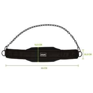 Virtufit Nylon Dip Belt Svart – mått och produktdetaljer