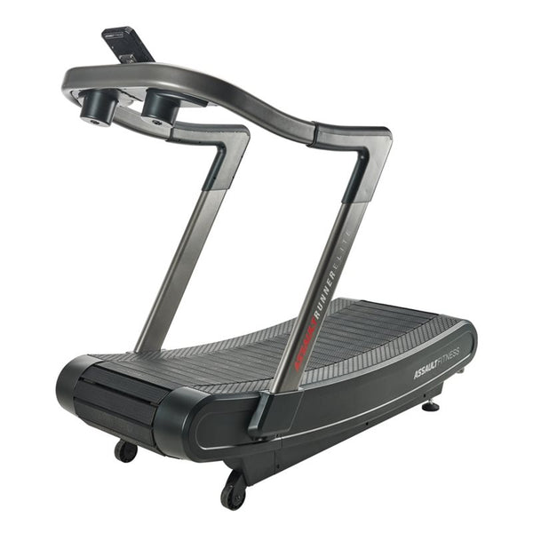 Assault Fitness AirRunner Elite – löpband framifrån från sidan