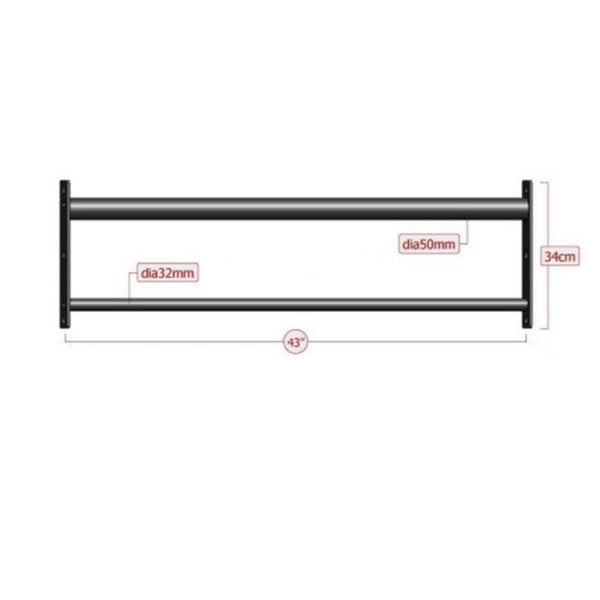 Master Fitness Chin Up Bar Short Double – måttskiss för kort dubbel chinsstång
