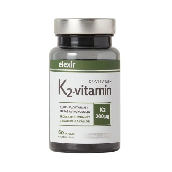 Elexir Pharma K2+D3 200 mcg 60 kapslar