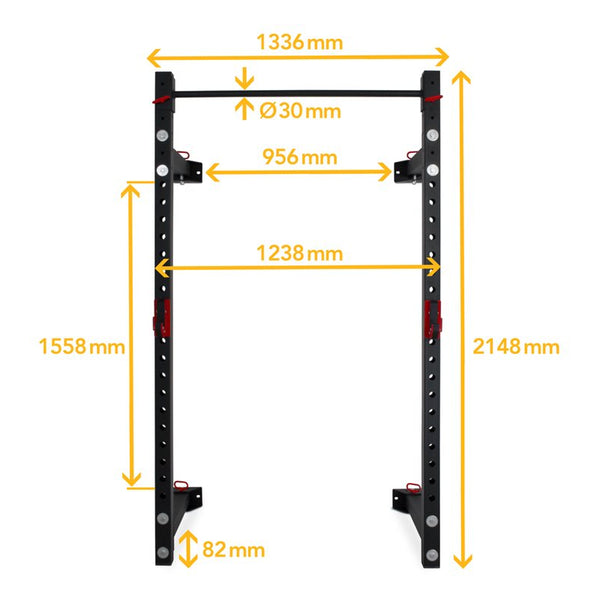 Master Fitness Fällbart Rack Svart – måttskiss för fällbart rack