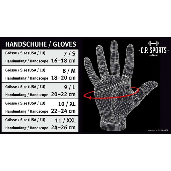 C.P. Sports Classic Mesh Glove Black/Anthracite – storleksguide