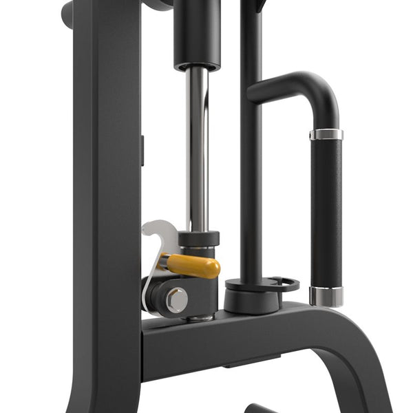 Impulse Vertical Leg Press Svart (IFP1613) – närbild av viktlås och stoppmekanism