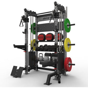 Master Fitness Kabelmaskin & Multirack LX40 Stål – kabelmaskin och multirack från sidan med vikter