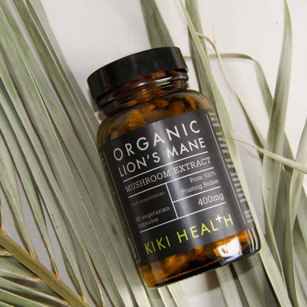 Kiki Health Organic Lion's Mane Extract Mushroom 60 kapslar – Extract-burk bland växter