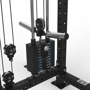 Master Fitness LX20 Kabelmaskin Kort – närbild av viktmagasin och kabeldragning