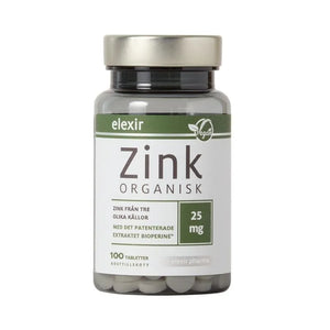 Elexir Pharma Organisk Zink 25 mg 100 tabletter