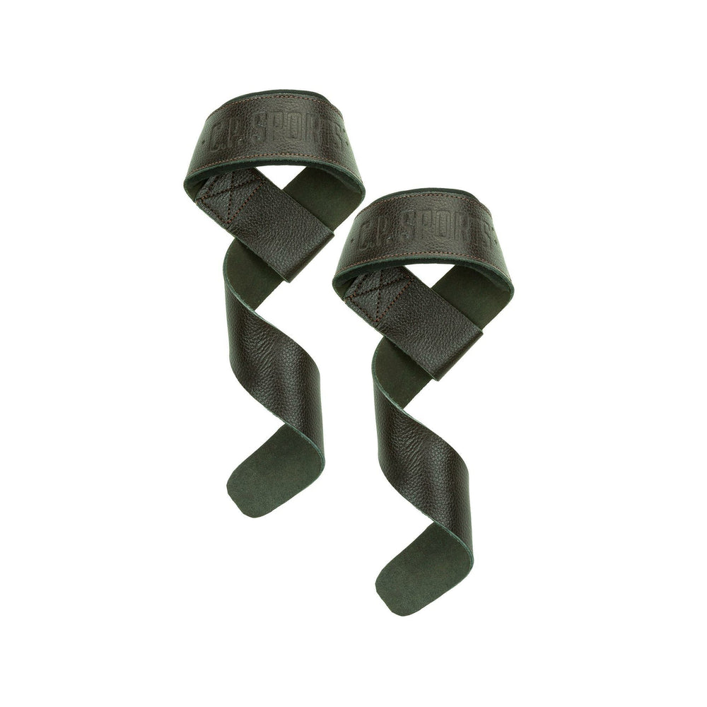 C.P. Sports Padded Leather Lifting Straps Brown