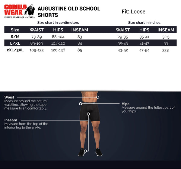 Gorilla Wear Augustine Old School Shorts Black/Red – storleksguide