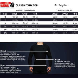 Gorilla Wear Classic Tank Top Black/Gold – storleksguide