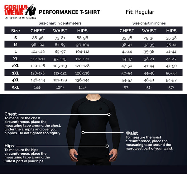 Gorilla Wear Performance T-Shirt Army Green – storleksguide