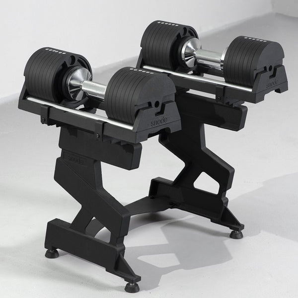 SNODE Dumbbell Rack Svart – hantelrack i trekvartsvy