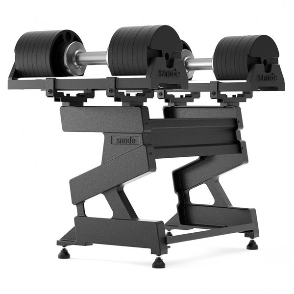 SNODE Dumbbell Rack Svart – hantelrack fyllt med justerbara hantlar