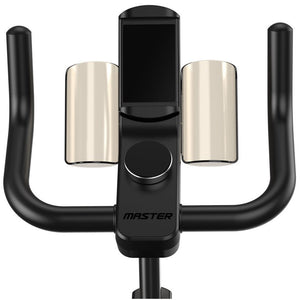 Master Fitness Spinning S4030 – närbild av styre och telefonhållare