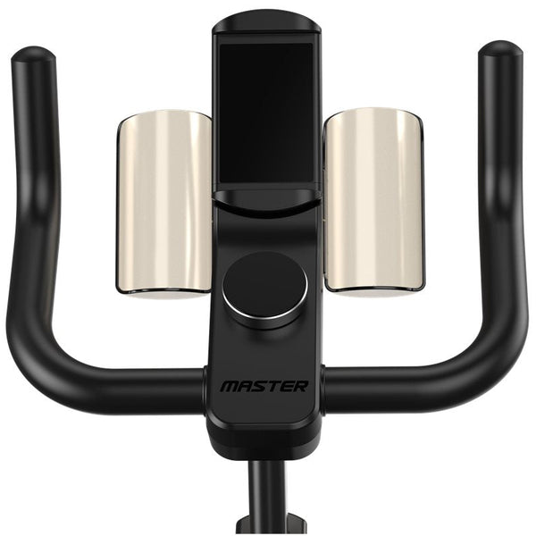 Master Fitness Spinning S4030 – närbild av styre och telefonhållare
