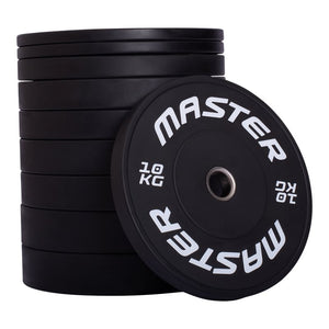 Master Fitness Viktset Crossfit 150 kg – viktplattor staplade med en platta framför