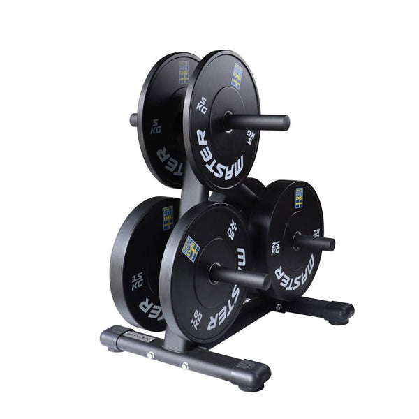 Master Fitness Viktställ Gold 50 mm – viktställ med viktskivor i trekvartsvy
